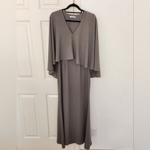 Ali & Jay Gray Layered Cape Maxi Gown Size Small